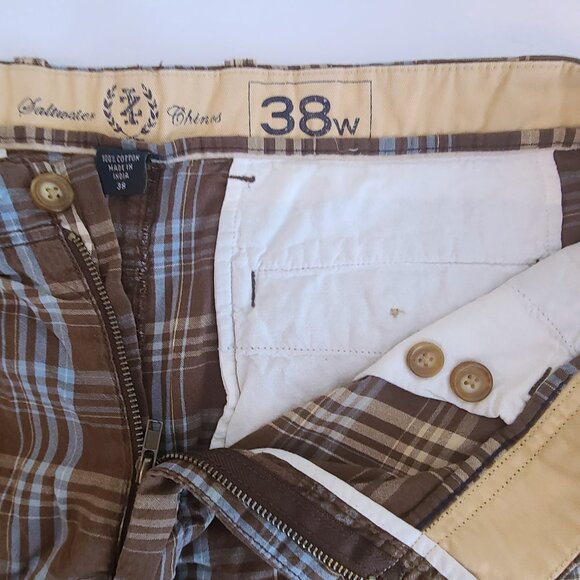 American Threads Brown Plaid Shorts – Size 38W - Picture 2 of 5